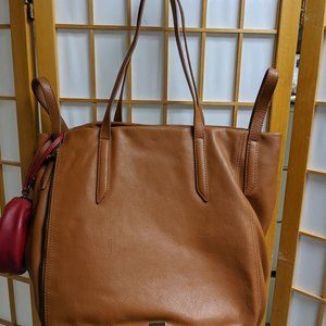 KOOBA Leather Zip Tote Bag with Pouch